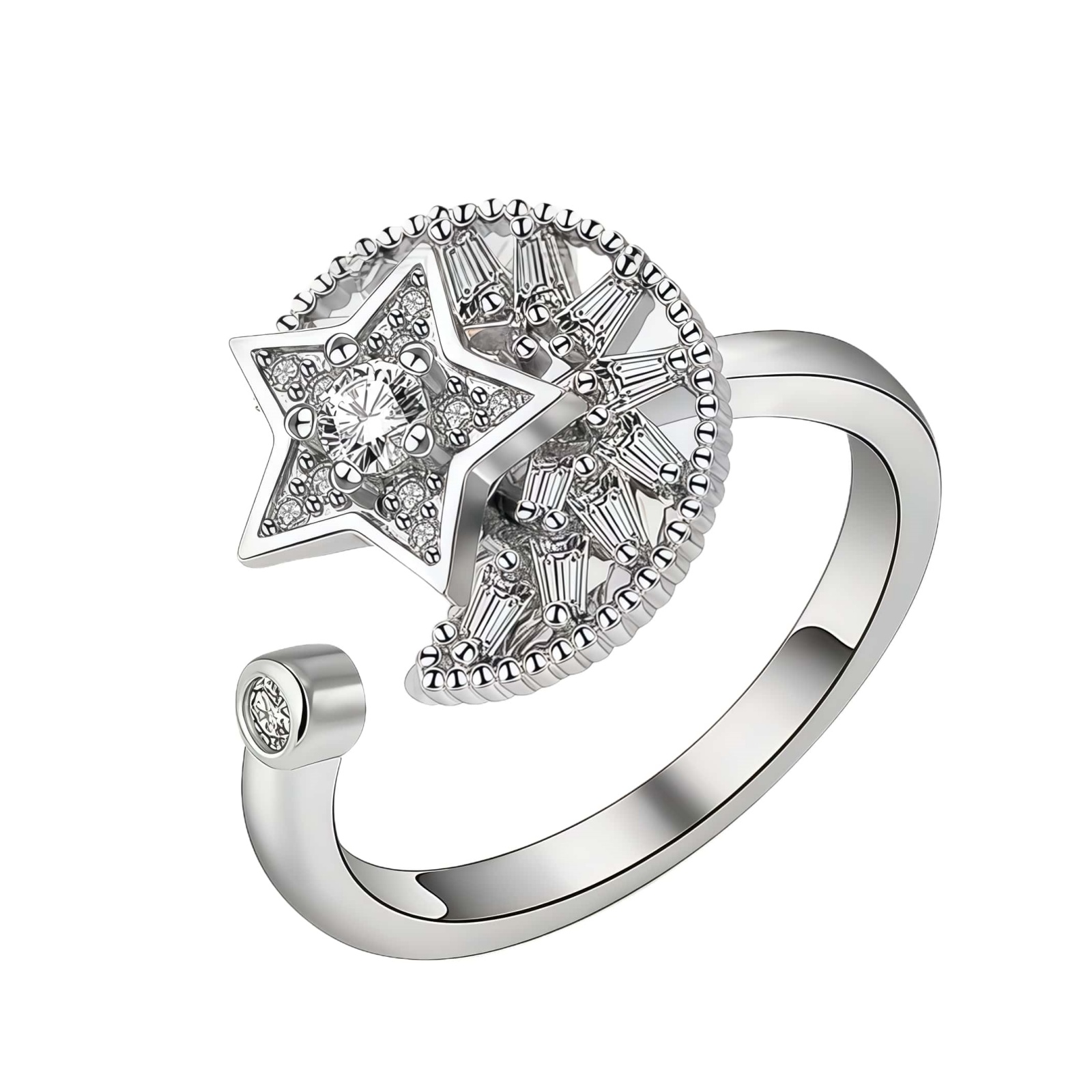 Rotatable Fidget Spinner Ring Womens Open Adjustable Anxiety Relief Rings